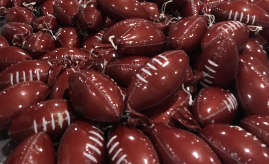 Olympia Provisions pepperette sausages in the shape of footballs