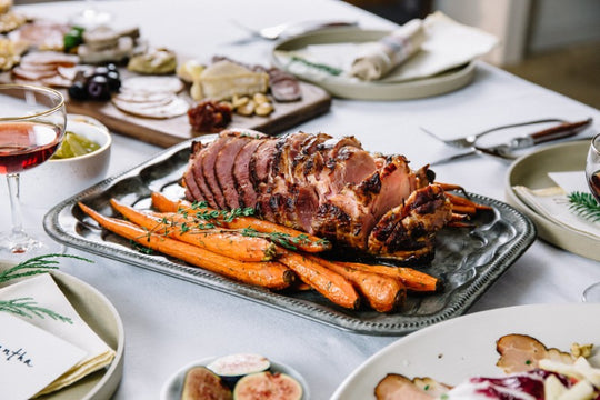 baked sweetheart ham with a parsley-pistachio sauce