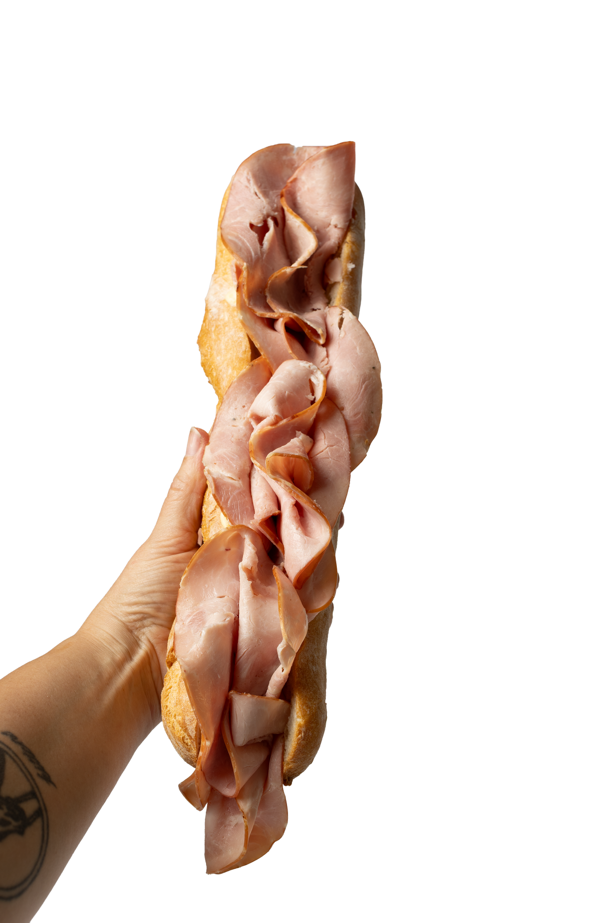 Hand holding Jambon Sandwich